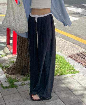 Alma Color Matching Nylon Wide Pants